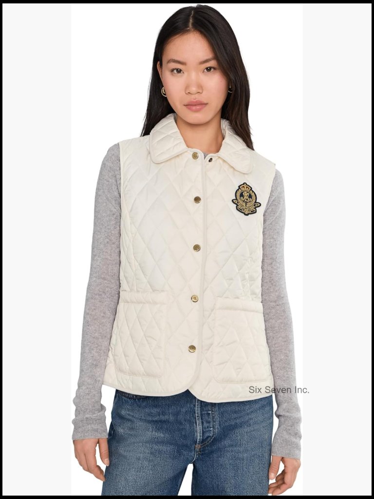Quilted Sleeveless Snap-Front Vest With Patch Pockets